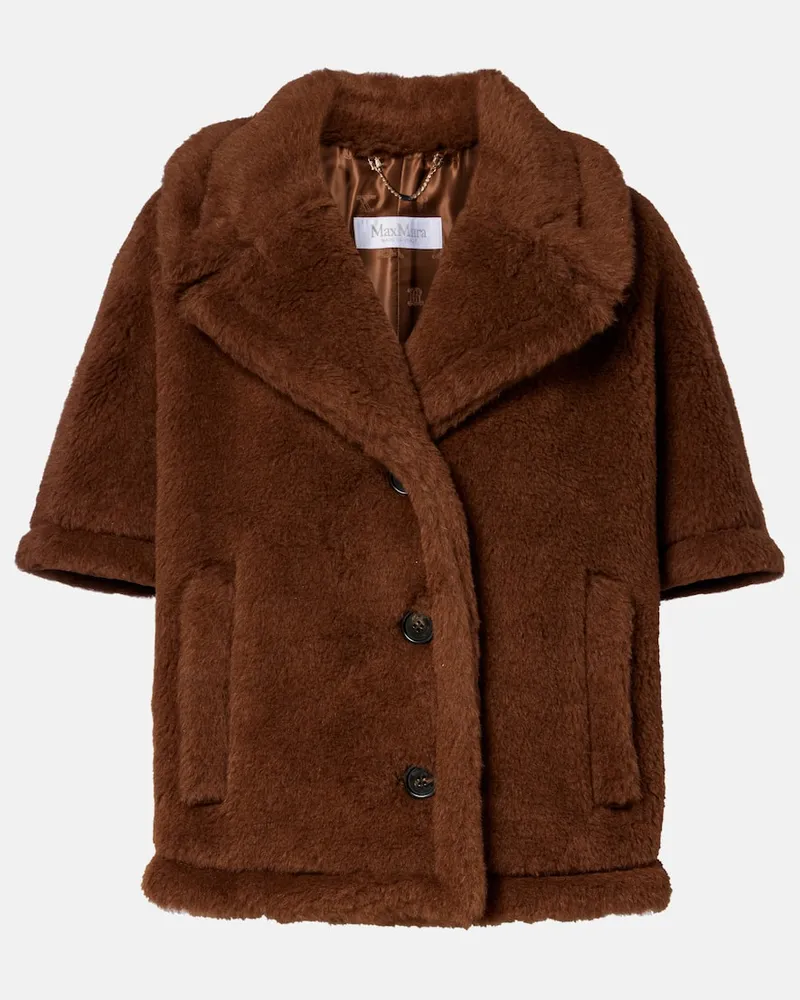 Max Mara Cape Corvino aus Teddyfleece Braun