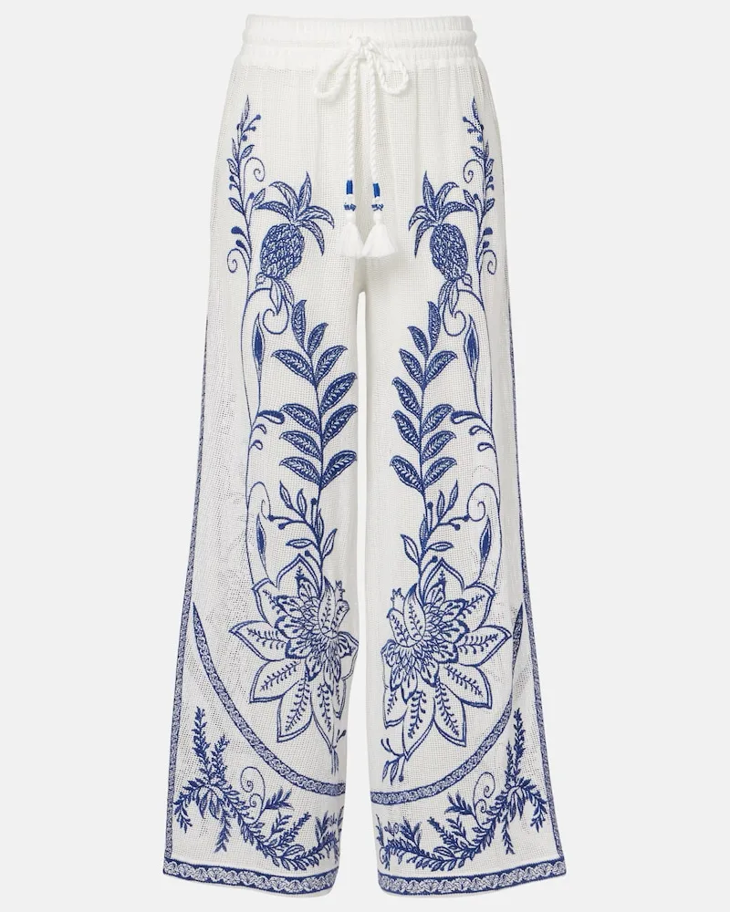 FARM Rio Bestickte Hose Nina aus Baumwolle Weiß