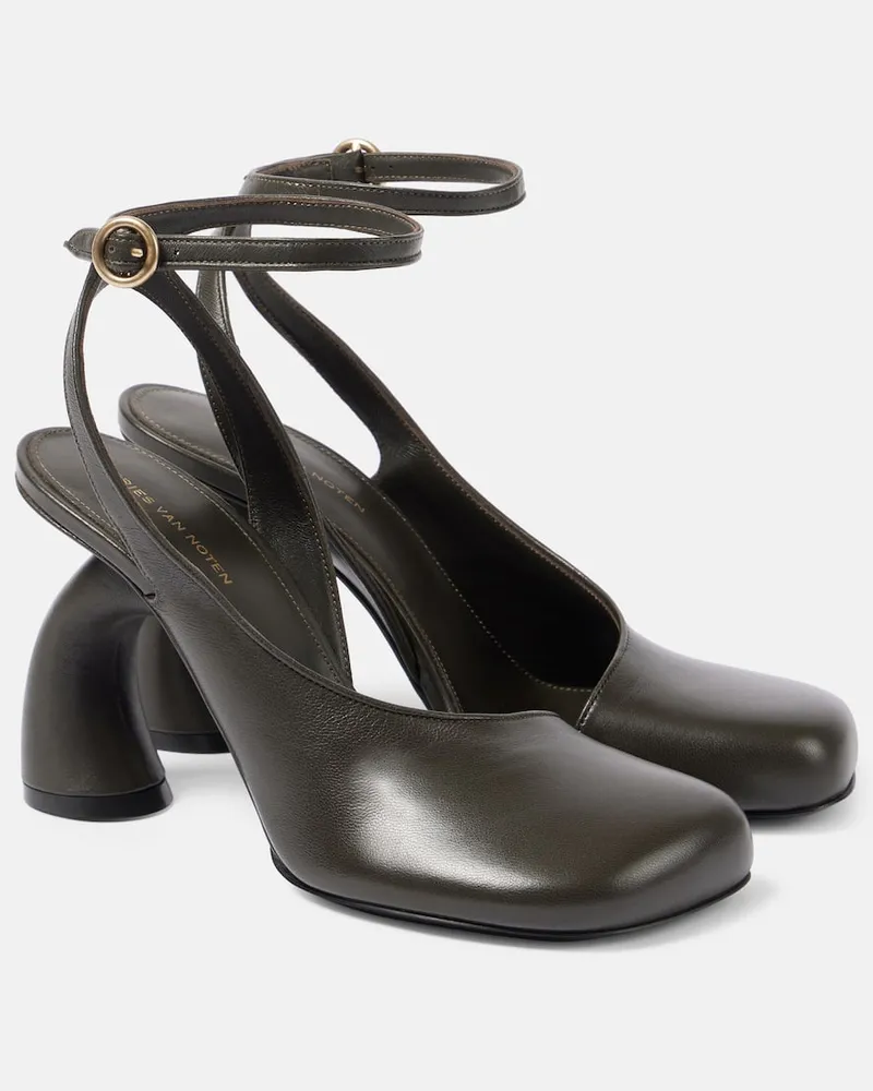 Dries van Noten Slingback-Pumps aus Leder Braun