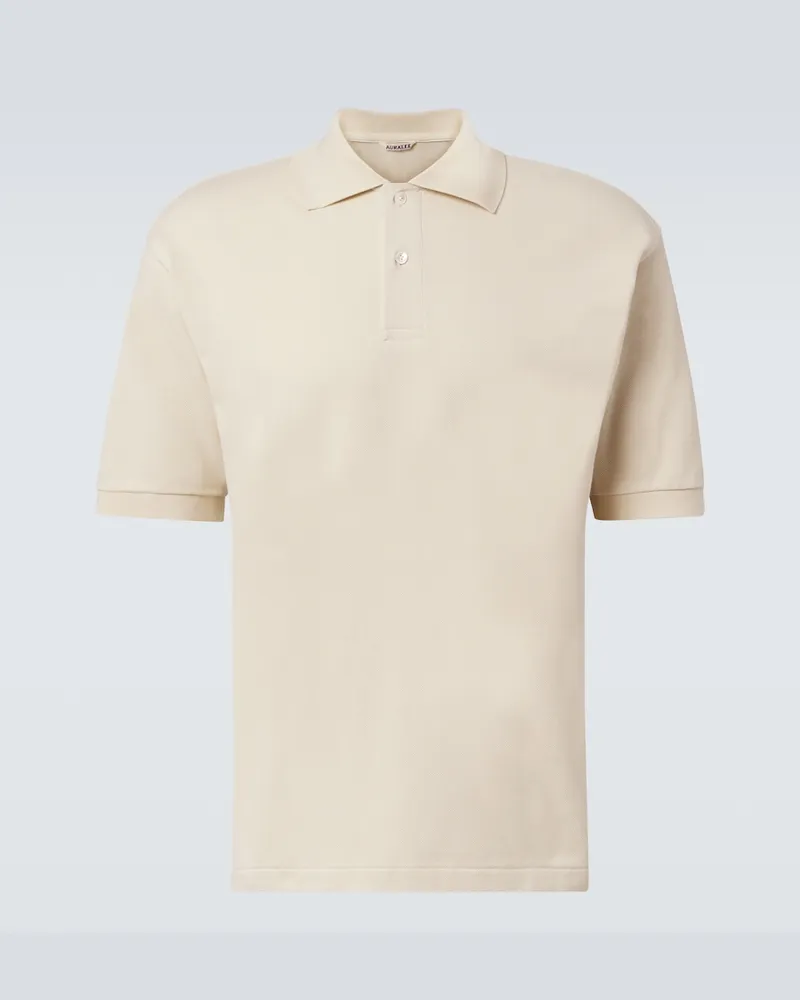 AURALEE Polohemd aus Baumwoll-Piqué Beige
