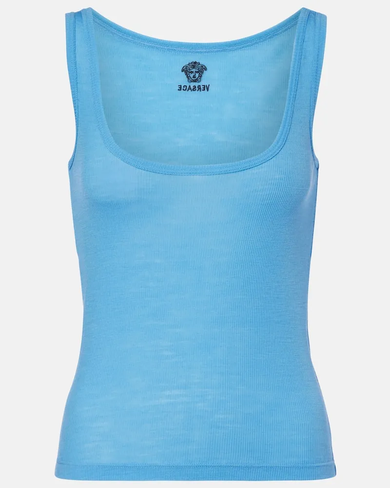Versace Top Medusa aus Schurwolle Blau