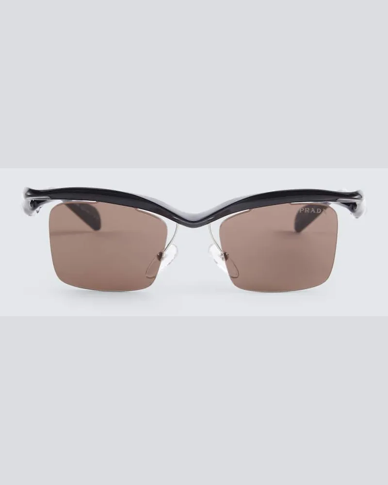 Prada Eckige Sonnenbrille Runway Schwarz