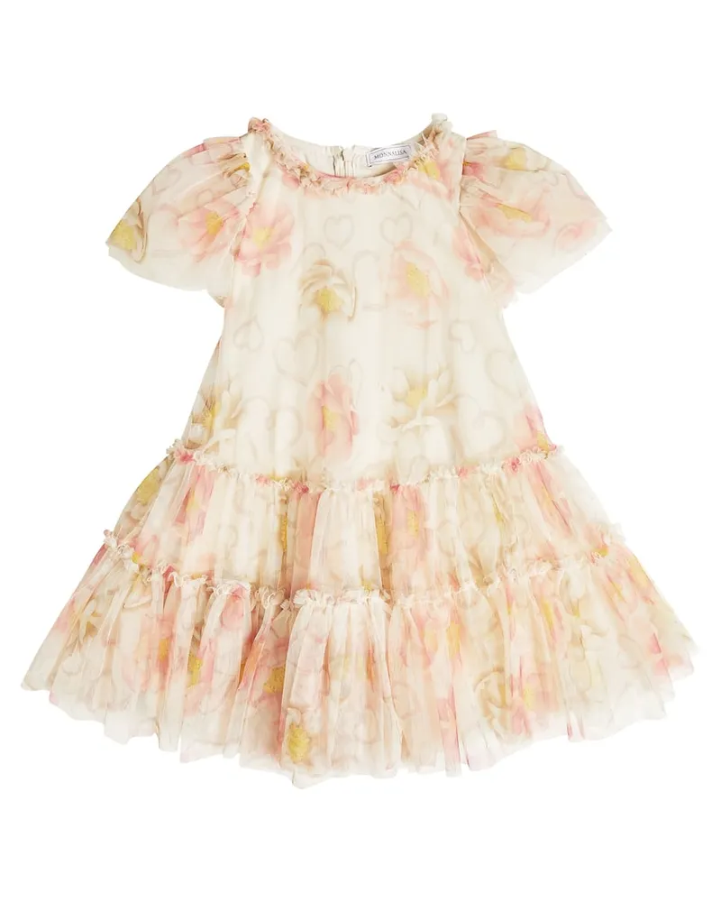 Monnalisa Bedrucktes Kleid aus Tüll Multicolor