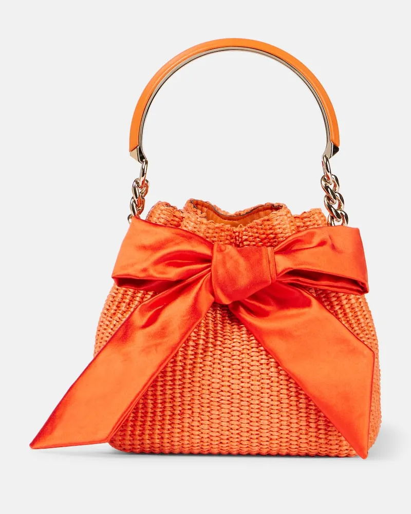Jimmy Choo Bucket Bag Bon Bon aus Raffiabast Orange