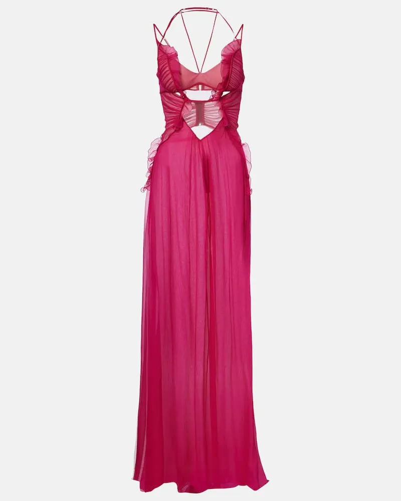 Nensi Dojaka Robe aus Seide Rosa