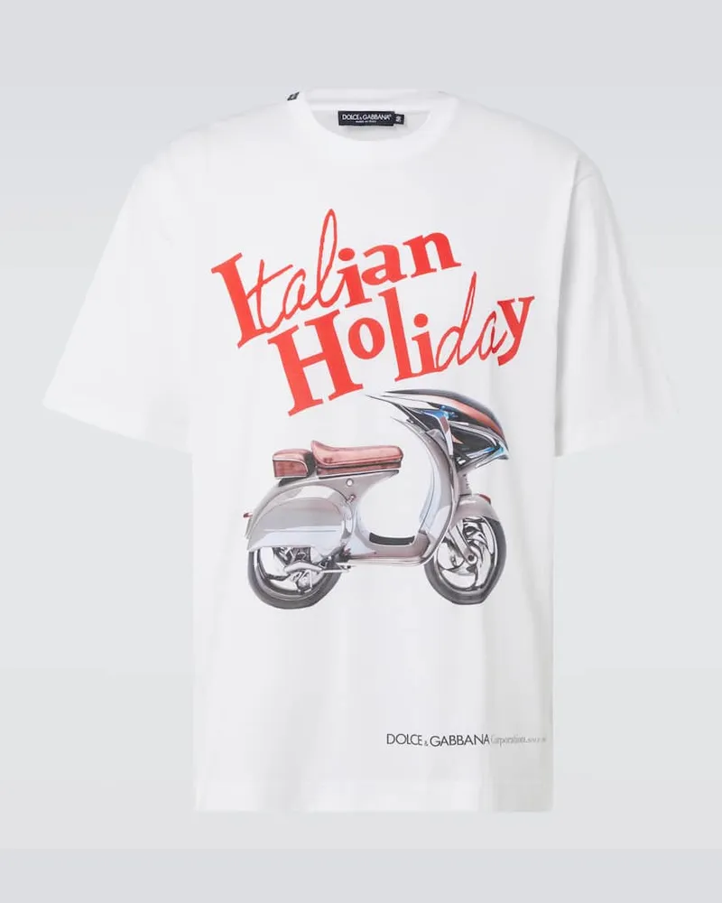 Dolce & Gabbana T-Shirt aus Baumwoll-Jersey Weiß