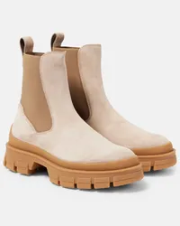 Moncler Chelsea Boots Hevea aus Veloursleder Beige