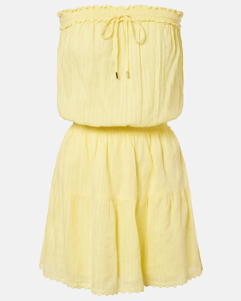 Melissa Odabash Besticktes Minikleid Colette aus Baumwolle Gelb
