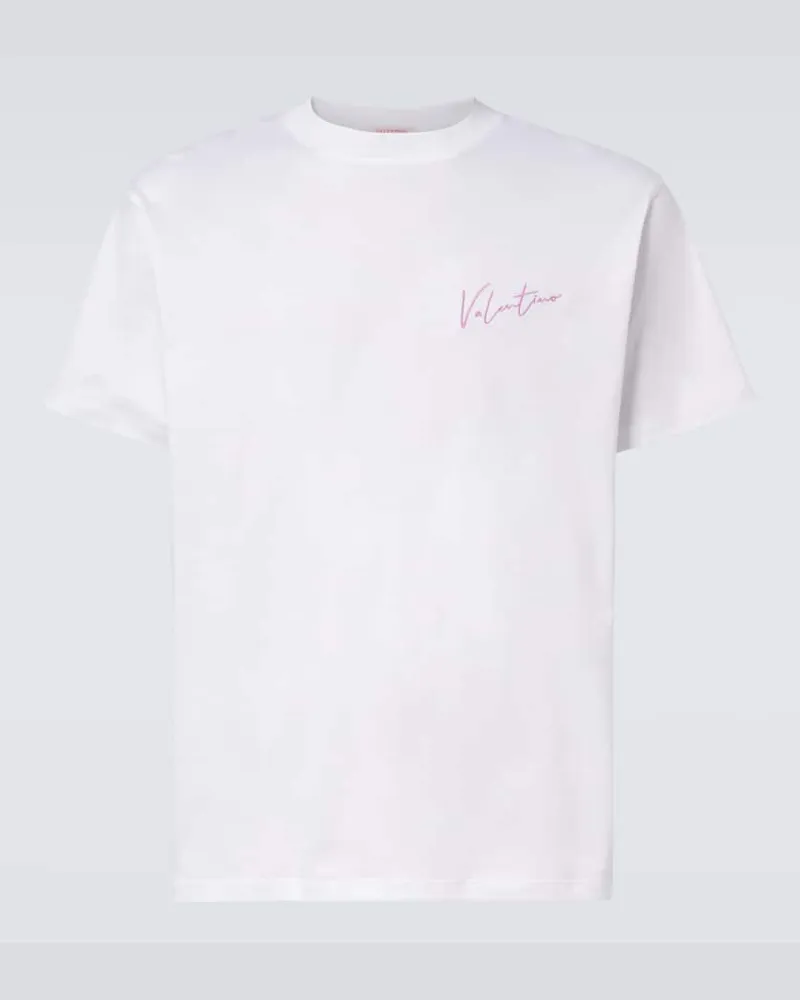 Valentino Garavani T-Shirt aus Baumwoll-Jersey Weiss