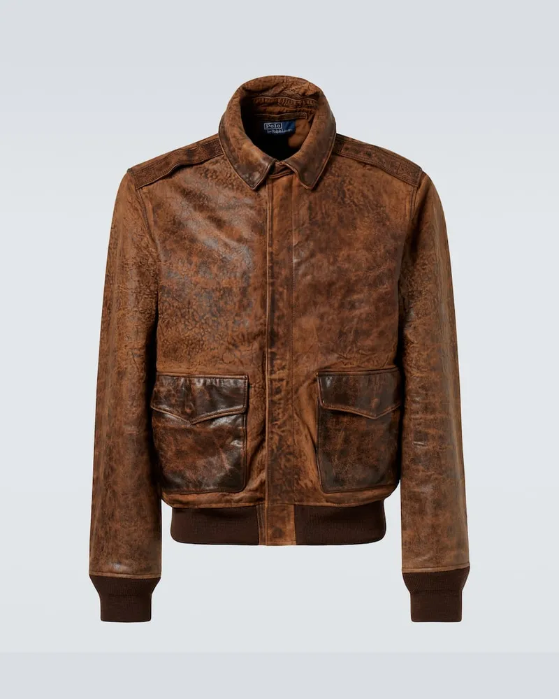 Ralph Lauren Bomberjacke aus Leder Braun