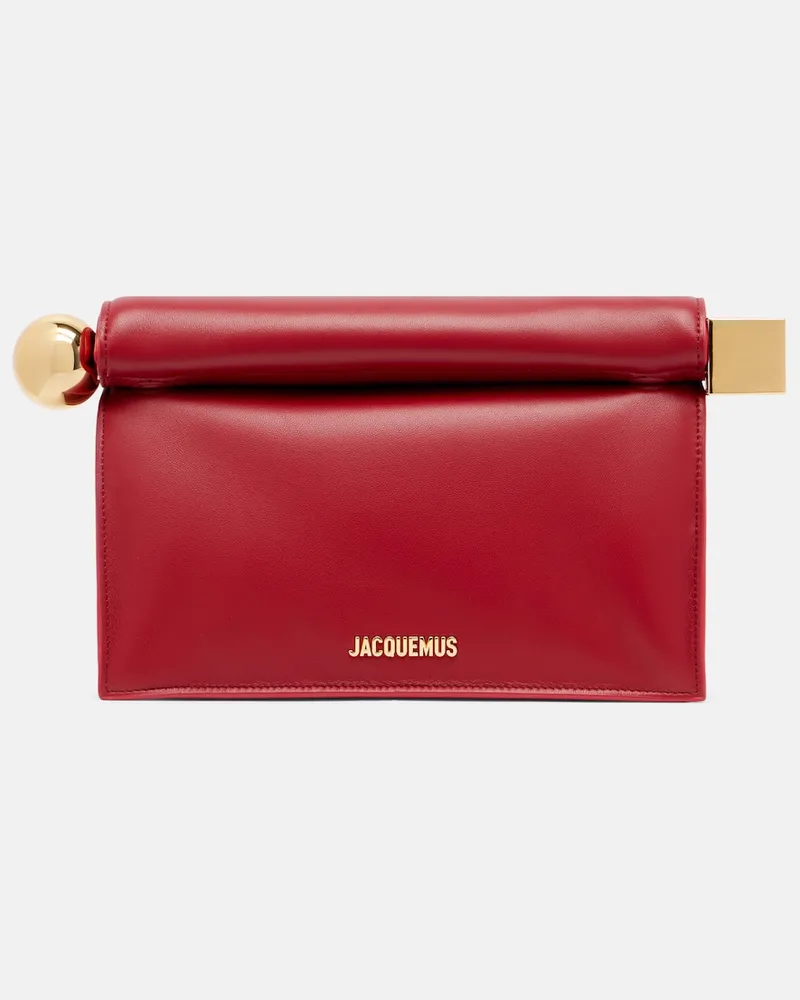 Jacquemus Clutch La Pochette Rond Carré Small aus Leder Rot