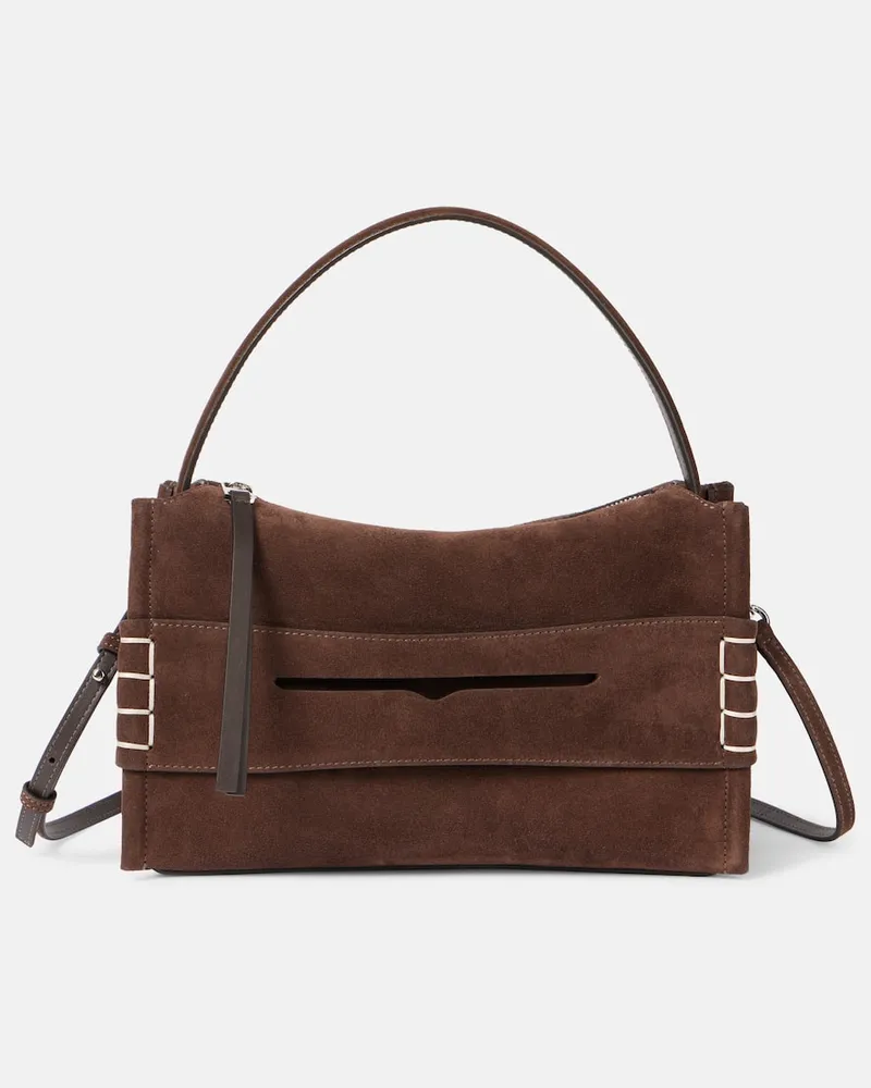 J.W.Anderson Schultertasche Loafer Small aus Veloursleder Braun
