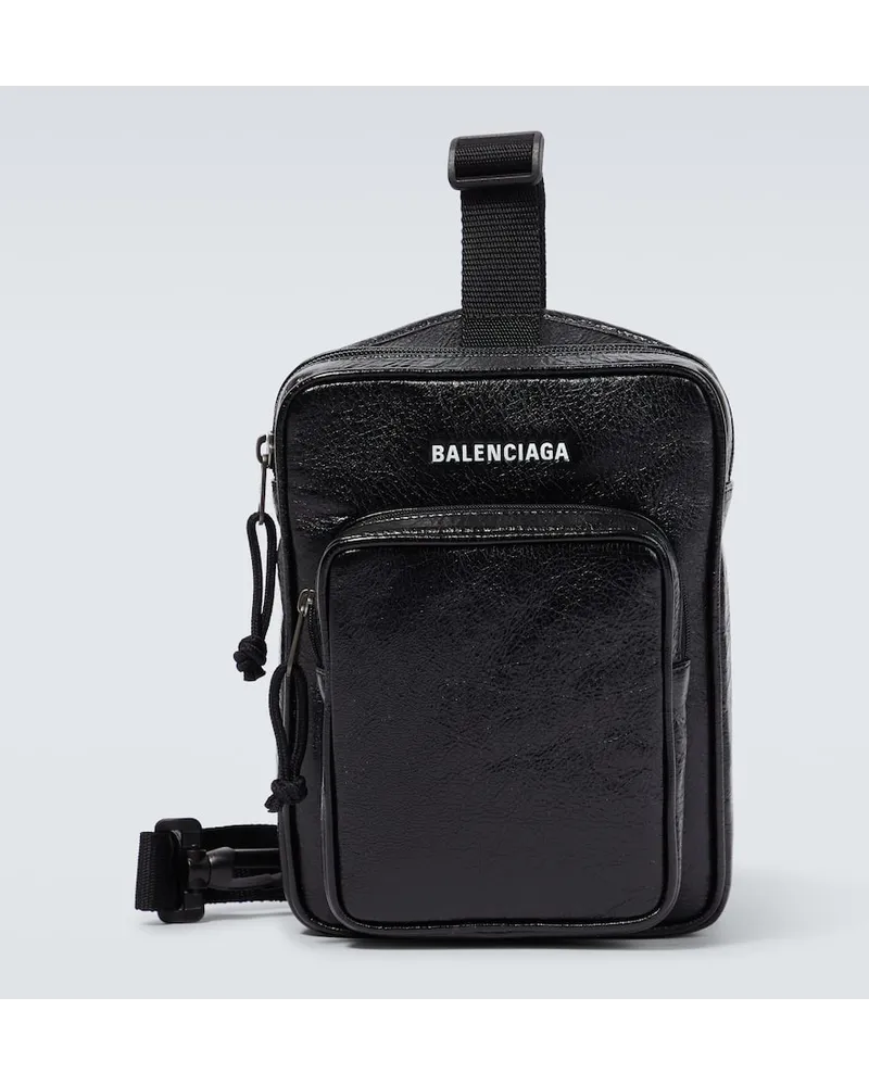 Balenciaga Messenger Bag Explorer aus Leder Schwarz