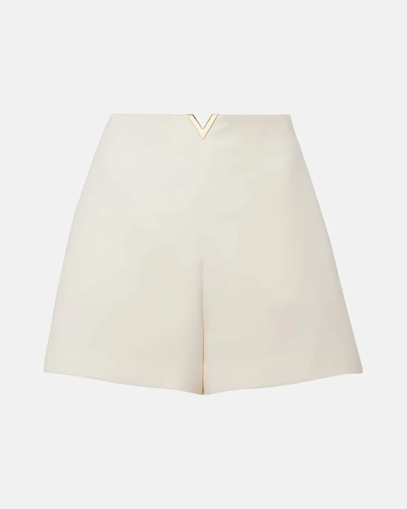 Valentino Garavani High-Rise Shorts VGold aus Crepe Couture Weiß