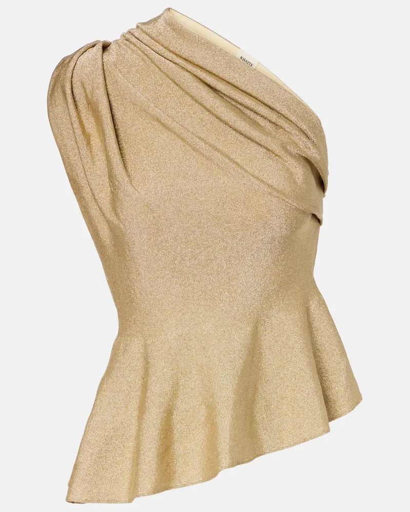 KHAITE One-Shoulder-Top Aimee aus Lamé Gold