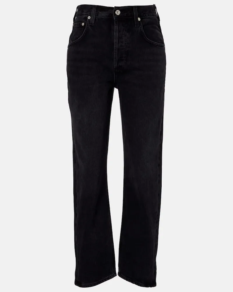 Citizens of humanity Cropped Straight Jeans Dahlia Schwarz