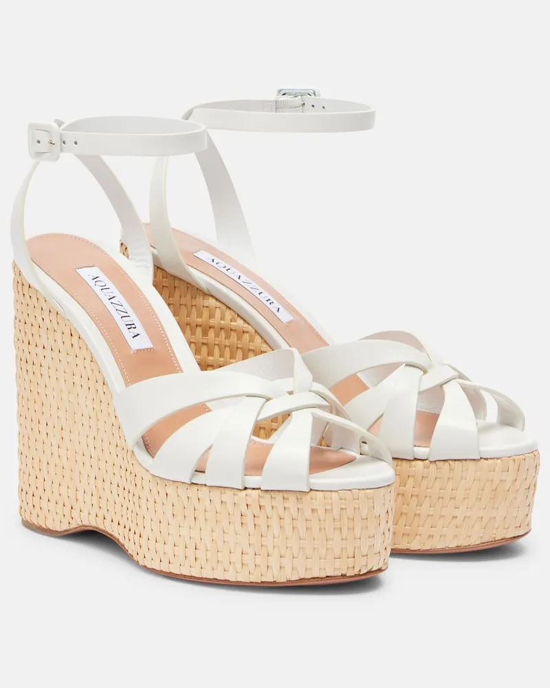 Aquazzura Wedge-Sandalen Copacabana aus Leder Weiß