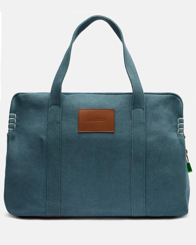 J.W.Anderson Weekender Small aus Canvas mit Leder Blau