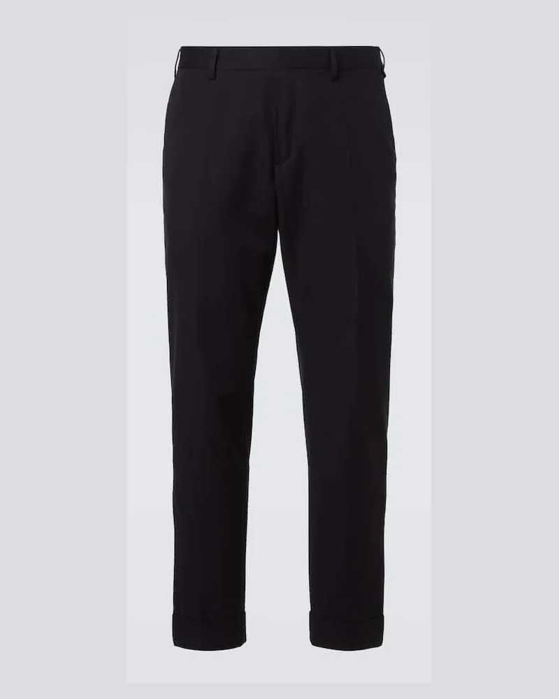 Dries van Noten Gerade Hose aus Baumwolle und Wolle Schwarz