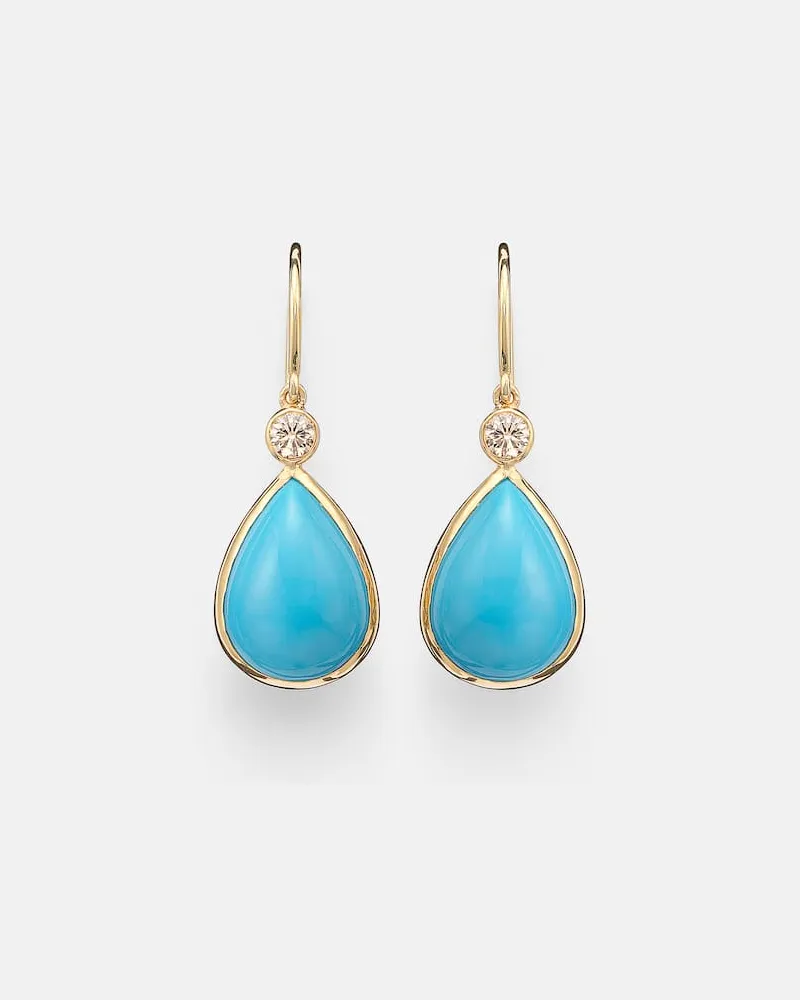 Ileana Makri Ohrringe aus 14kt Gelbgold (585/1000) mit Diamanten und Türkis Gold