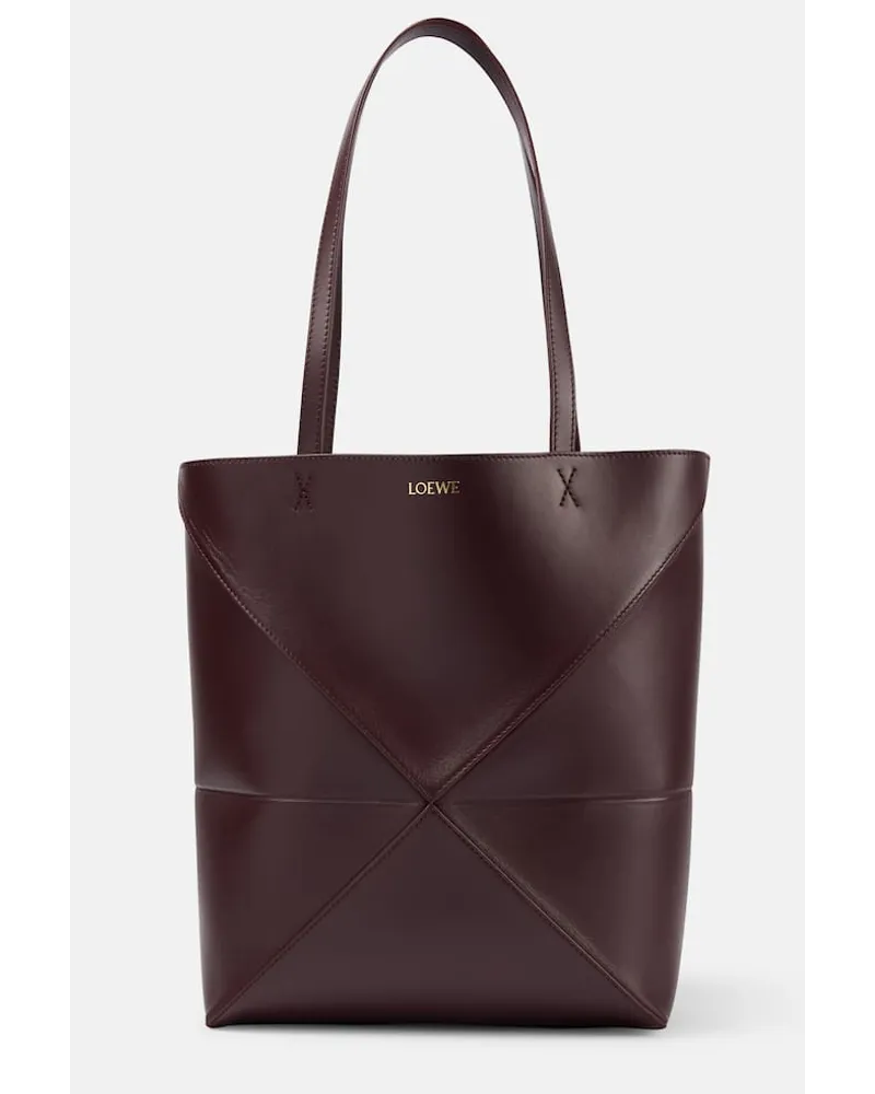 Loewe Tote Puzzle Fold Medium aus Leder Rot