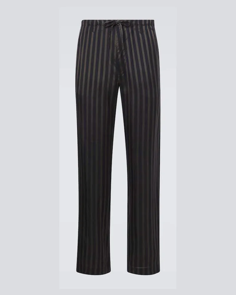 Dries van Noten Gerade Mid-Rise-Hose Blau