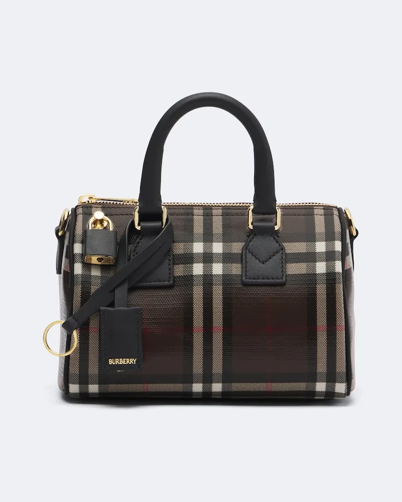 Burberry Bowling Bag Burberry Check Mini aus Canvas Braun