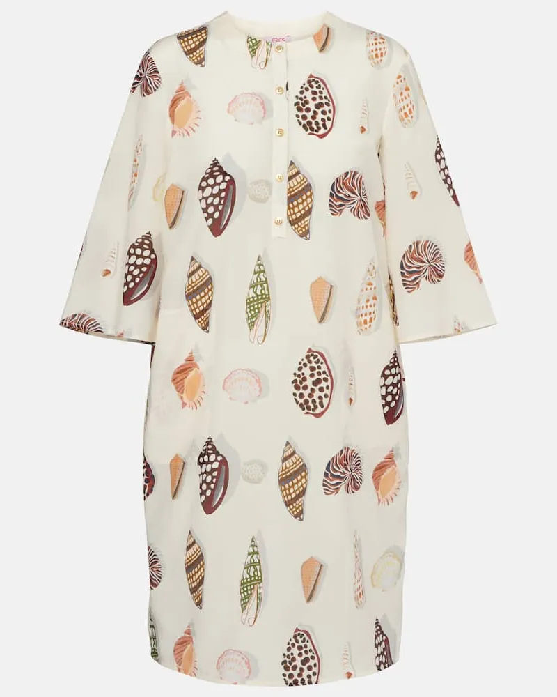 Eres Minikleid Creme aus Baumwolle und Seide Weiß