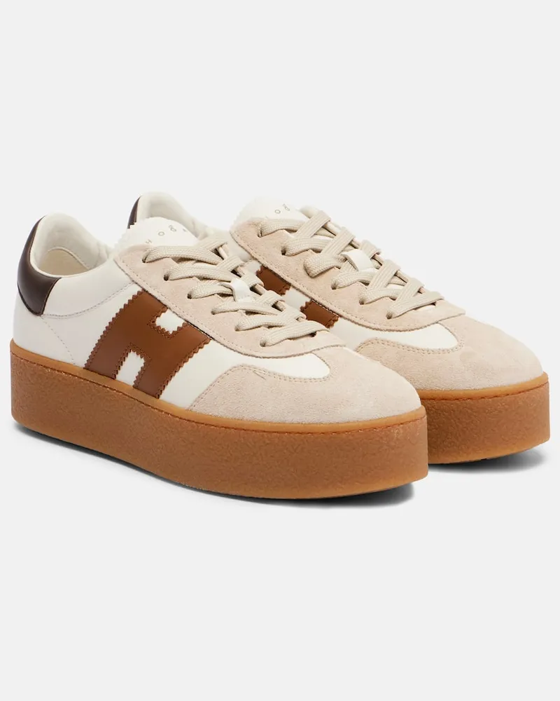 Hogan Sneakers H681 aus Leder und Veloursleder Nude