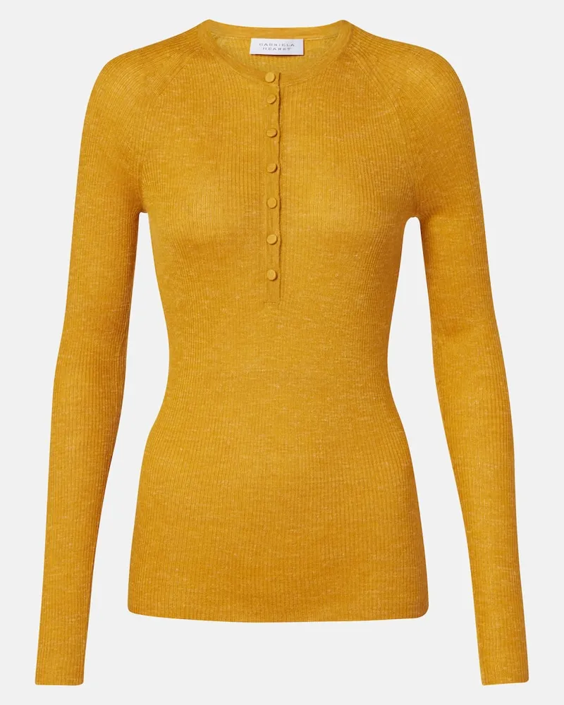 Gabriela Hearst Henley-Top Anges aus Kaschmir, Seide und Hanf Orange