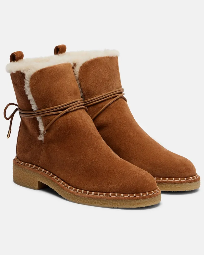 Aquazzura Ankle Boots Megeve aus Veloursleder Braun