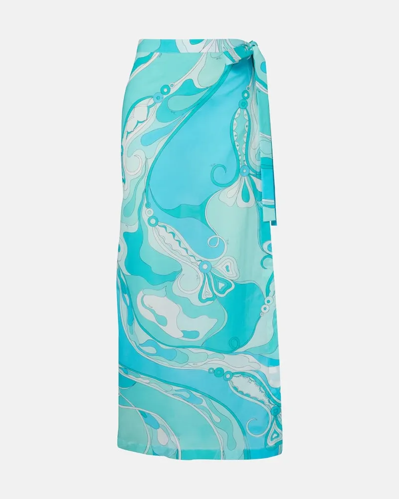 Emilio Pucci Pareo Orchidee aus Baumwolle Blau