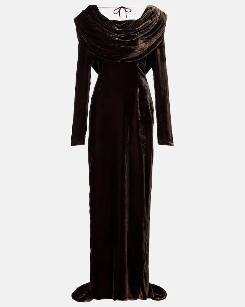 ROTATE Birger Christensen Robe aus Samt Braun