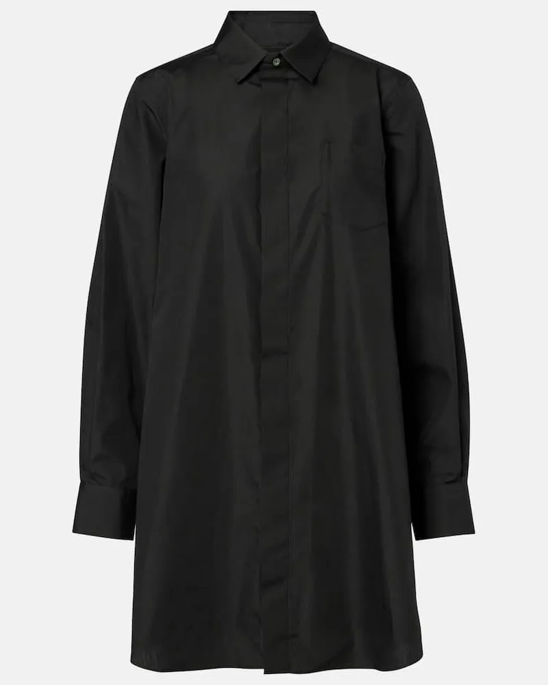 Sacai Hemdblusenkleid aus Popeline Schwarz