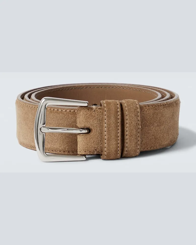 Loro Piana Gürtel Alsavel aus Veloursleder Beige