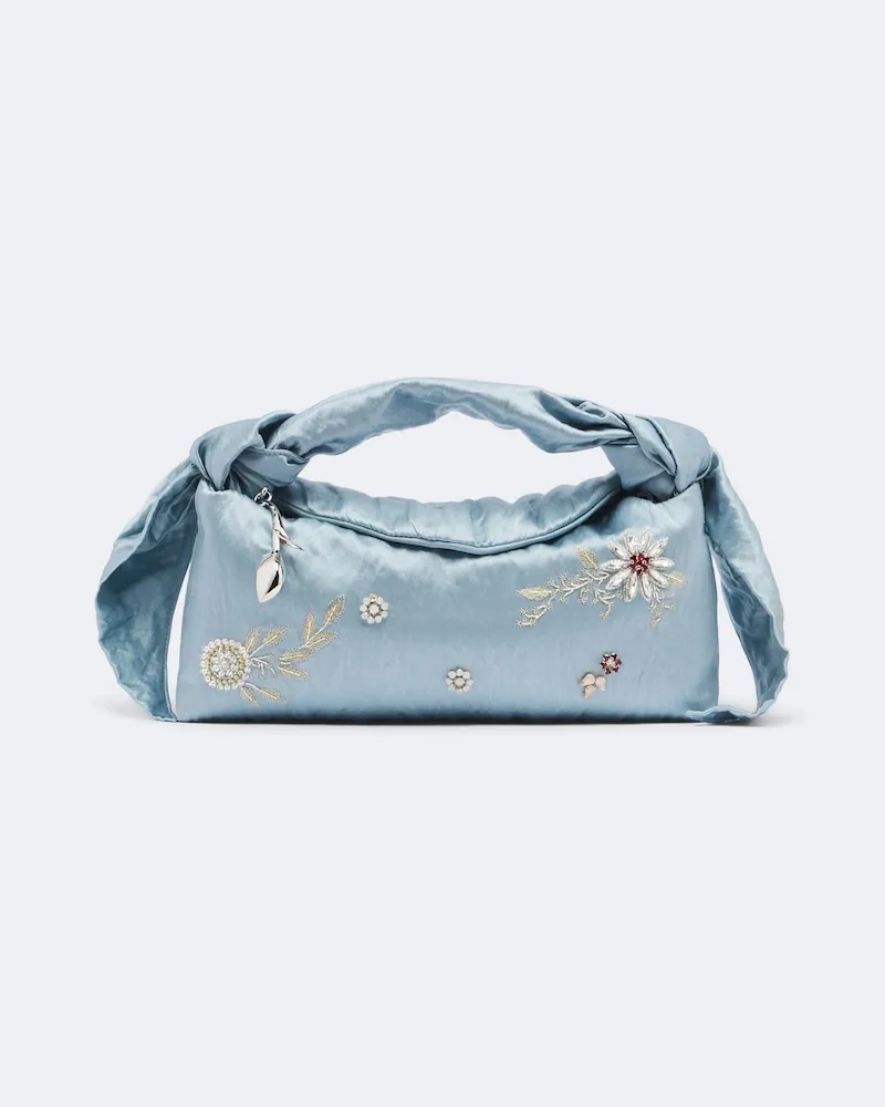 Erdem Henkeltasche Bloom E/W aus Satin Blau