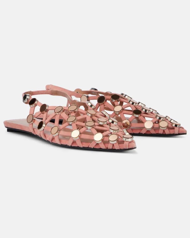 ATTICO Slingback-Ballerinas Grid aus Veloursleder Rosa