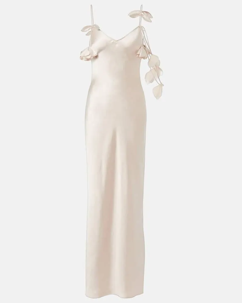 Self-Portrait Bridal Robe aus Satin Weiß