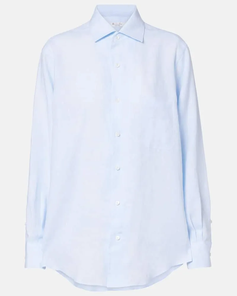 Loro Piana Hemd André aus Leinen Blau