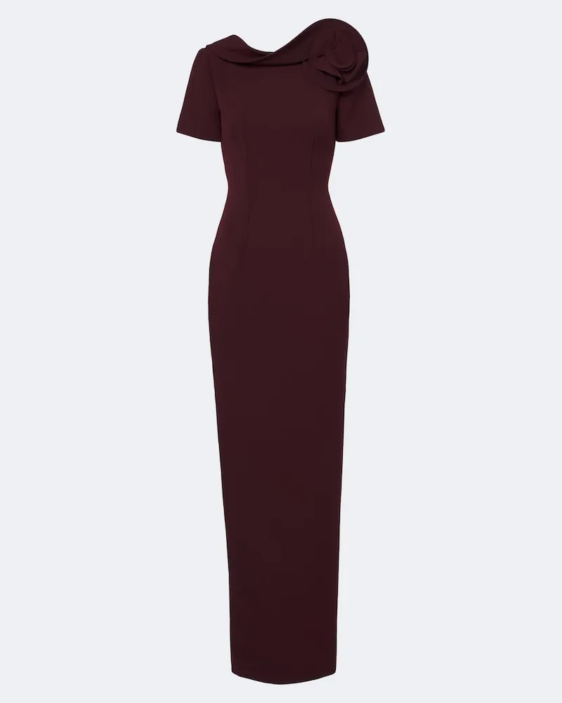 Roland Mouret Verziertes Midikleid aus Crêpe Burgunderrot