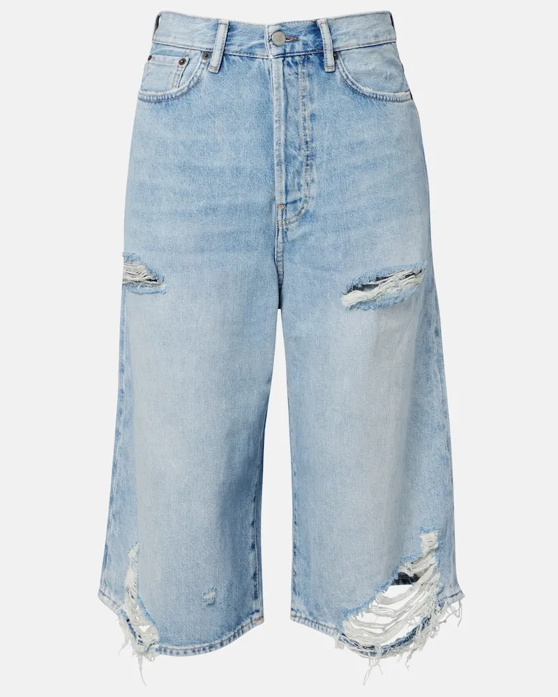 Acne Studios Distressed Bermuda-Shorts aus Denim Blau