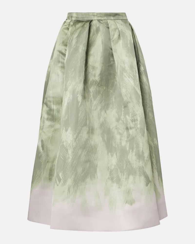 Dries van Noten High-Rise-Midirock aus Satin Grün