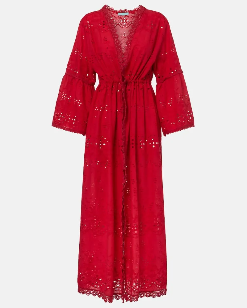 Melissa Odabash Bestickter Kaftan Tallulah aus Baumwolle Rot
