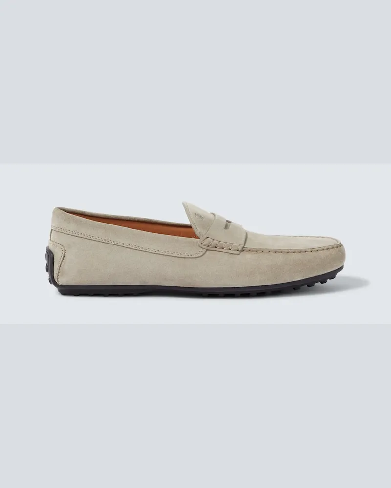 TOD'S Mokassins City Gommino aus Veloursleder Beige