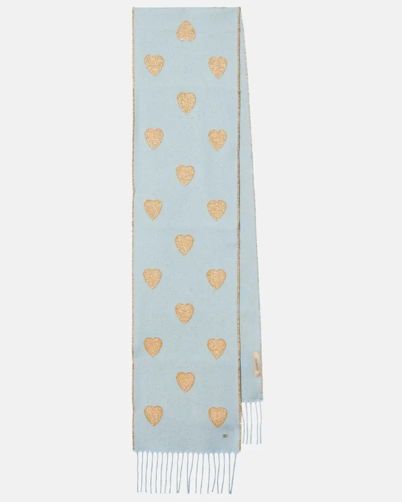 Valentino Garavani Schal Heart aus einem Wollgemisch Blau