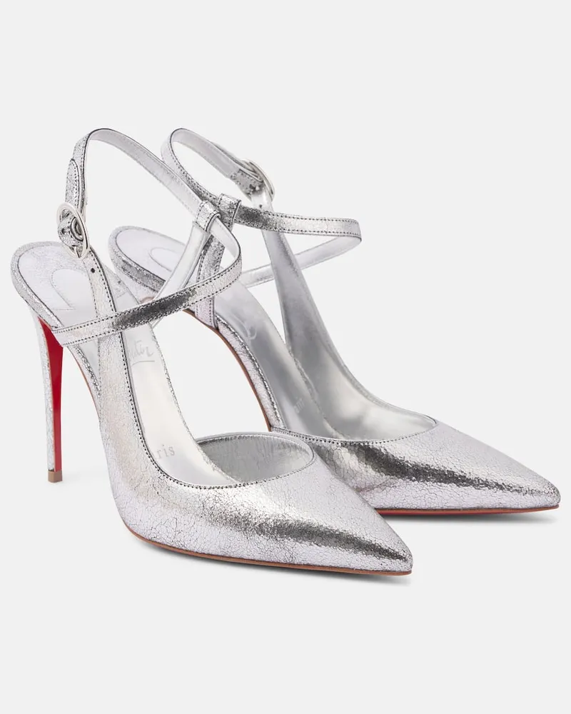 Christian Louboutin Pumps Jenlove 100 aus Metallic-Leder Silber