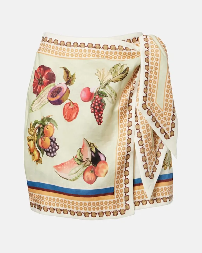 ALEMAIS Alémais Bedruckter Wickelrock Mercado aus Leinen Multicolor