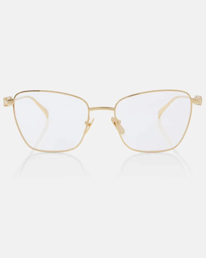 Gucci Cat-Eye-Brille mit Kristallen Gold