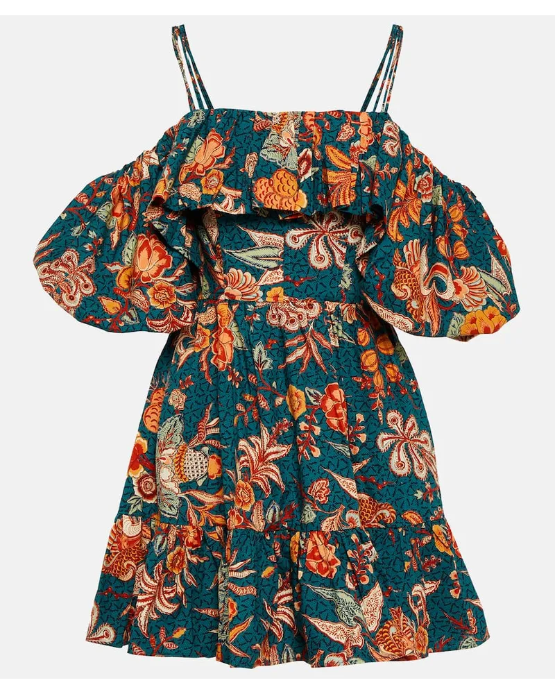 Ulla Johnson Minikleid Lila aus Baumwollpopeline Multicolor