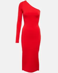 Victoria Beckham One-Shoulder-Midikleid VB aus Strick Rot